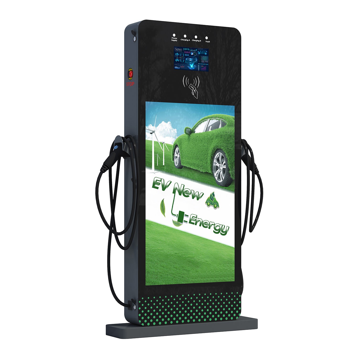 boom 14KW Pillar AC Dual Gun Advertising Charging Station